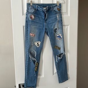 LITZ patch work distressed jeans